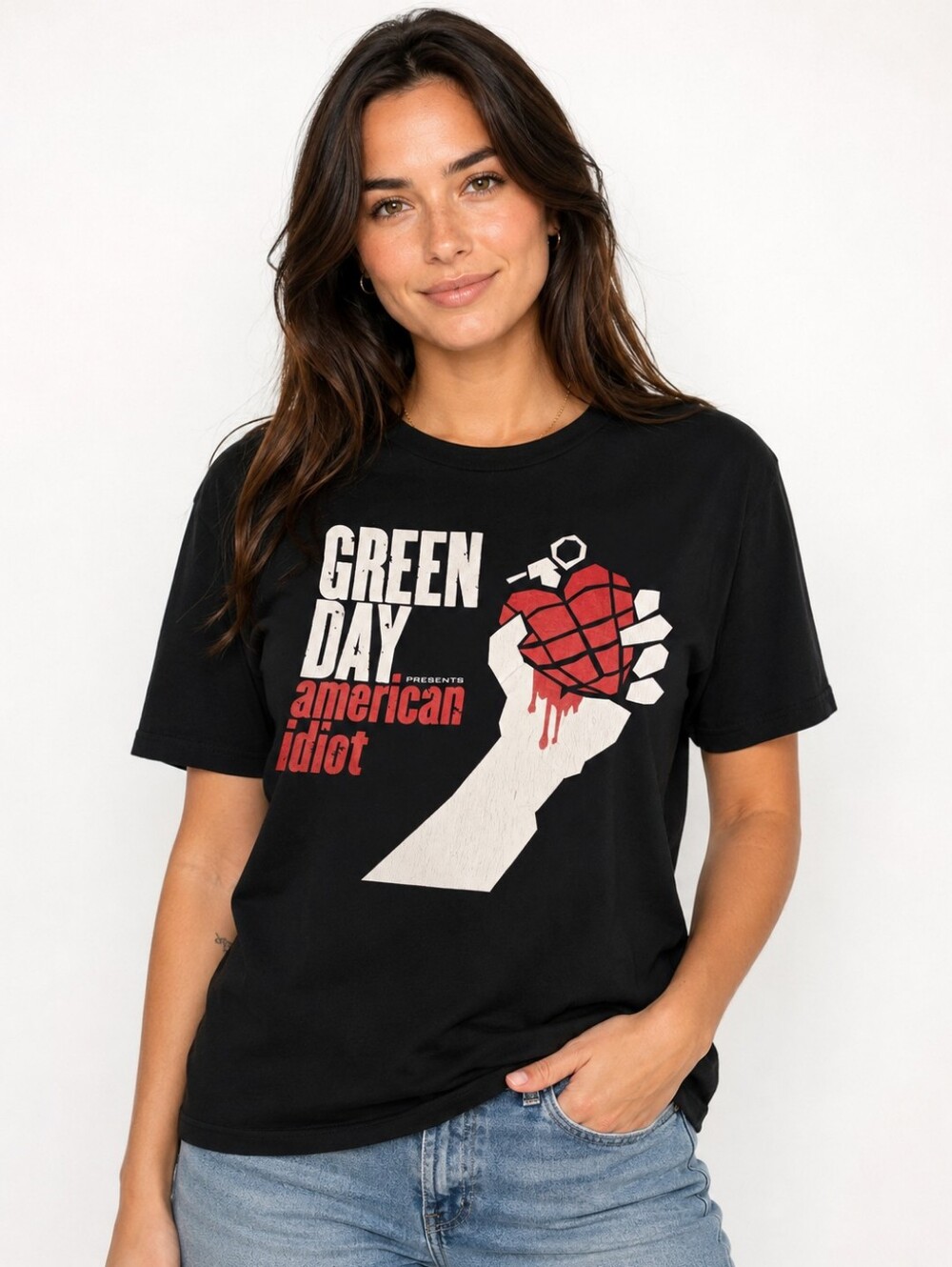 Green Day 'American Idiot' Heart Grenade Graphic Band Tee - Unisex Large